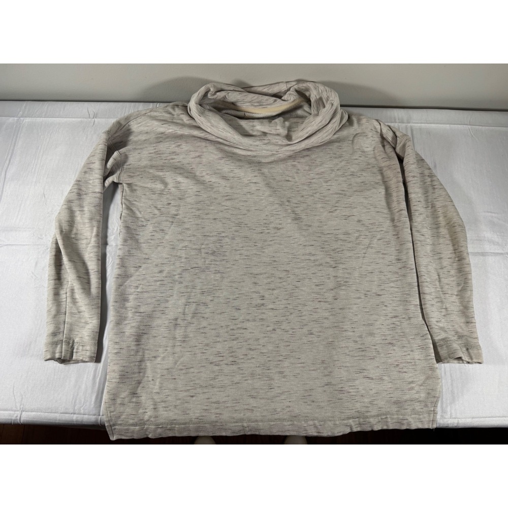 Lou & Grey Cowl Neck Sweatshirt Oatmeal Heather Space Dye Pullover Size S